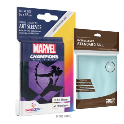 Protector Gamegenic Marvel Art Sleeves - Hawkeye + Cubre Protector Top Deck1