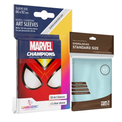 Protector Gamegenic Marvel Art Sleeves - Spider Woman + Cubre Protector Top Deck1