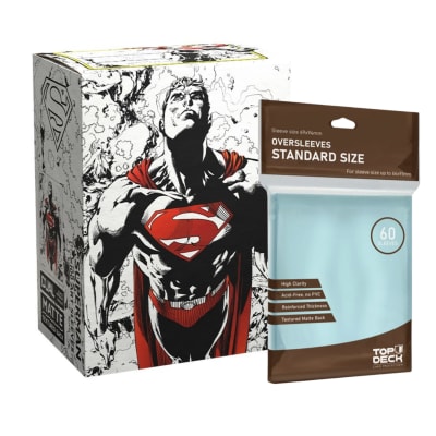 Protector Dragon Shield Art Dual Matte Standard - Super Man Red/White + Cubre Protector Top Deck