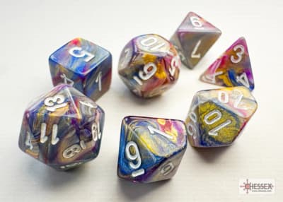 Set 7 Dados Chessex Mini Festive Carousel/White1