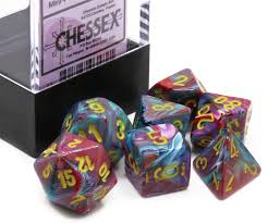 Set 7 Dados Chessex Mini Festive Mosaic/Yellow1