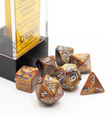Set 7 Dados Chessex Mini Lustrous Gold/Silver1
