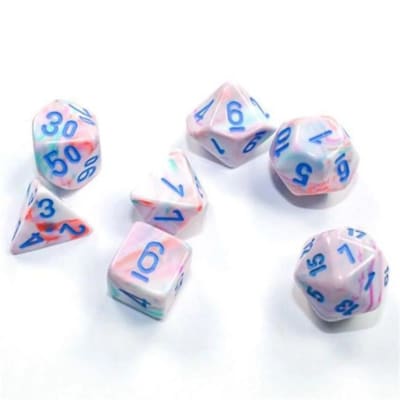 Set 7 Dados Chessex Mini Translucent Red/White1