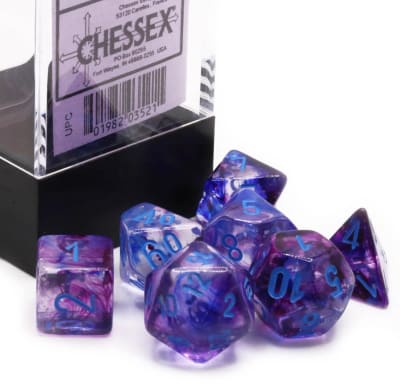 Set 7 Dados Chessex Mini Nebula Luminary Nocturnal/ Blue
