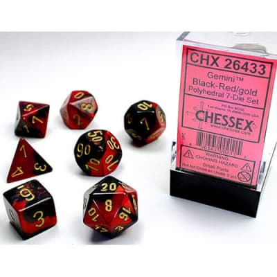 Set 7 Dados Chessex Mini Gemini Black-Red/Gold