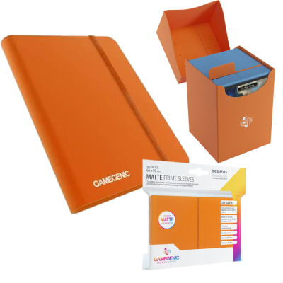 Carpeta 4 Bolsillos + Deckbox + Protectores Orange