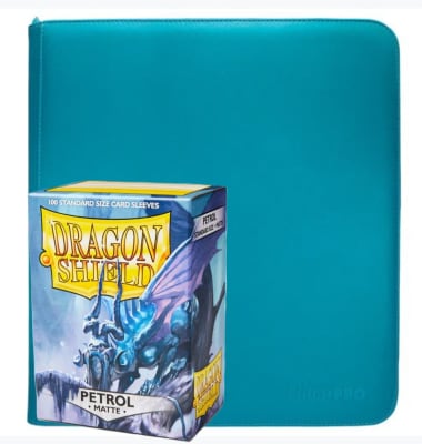 Carpeta Ultra Pro Zippered Teal + Protector Dragon Shield Standard Matte Petrol