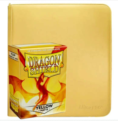 Carpeta Ultra Pro Zippered Yellow + Protector Dragon Shield Standard Matte Yellow