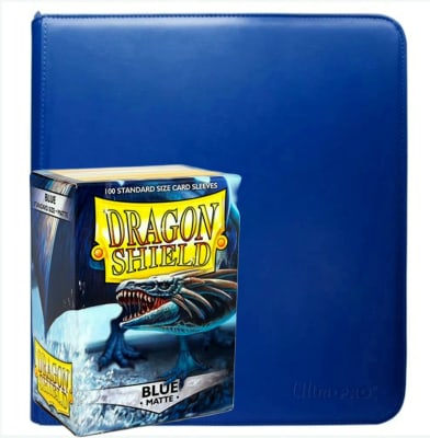 Carpeta Ultra Pro Zippered Blue + Protector Dragon Shield Standard Matte Blue