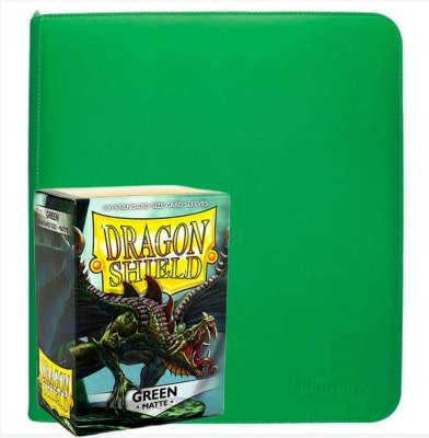 Carpeta Ultra Pro Zippered Green + Protector Dragon Shield Standard Matte Green