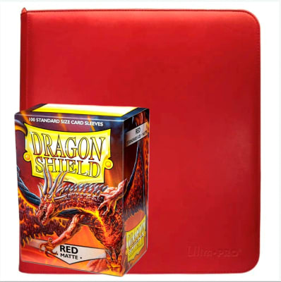 Carpeta Ultra Pro Zippered Red + Protector Dragon Shield Standard Matte Red1
