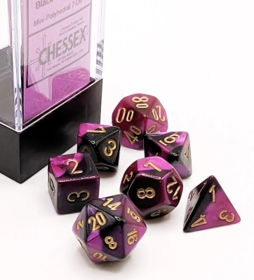 Set 7 Dados Chessex Mini Gemini Black-Purple/Gold
