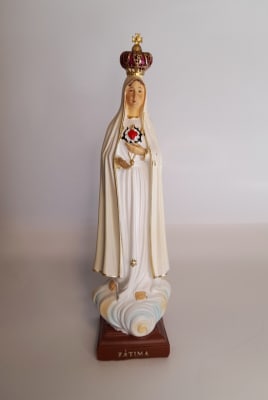VIRGEN DE FATIMA CORAZON 30 CM RESINA