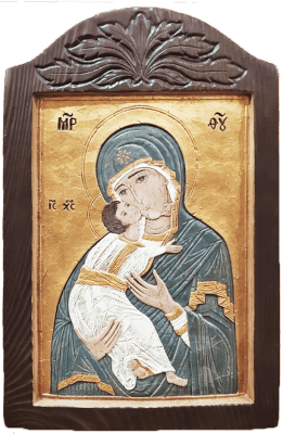 CUADRO ICONO VIRGEN DE LA TERNURA 28CM