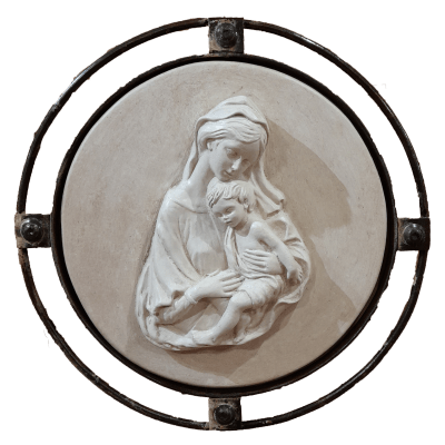 DISCO CON MARCO DE FIERRO VIRGEN CON EL NIÑO