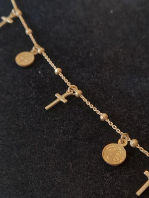 PULSERA DE PLATA SAN BENITO Y CRUZ