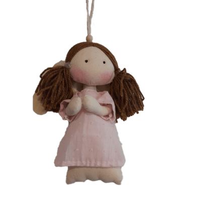 ANGEL NIÑA CON MEDALLA PARA COLGAR 19CM