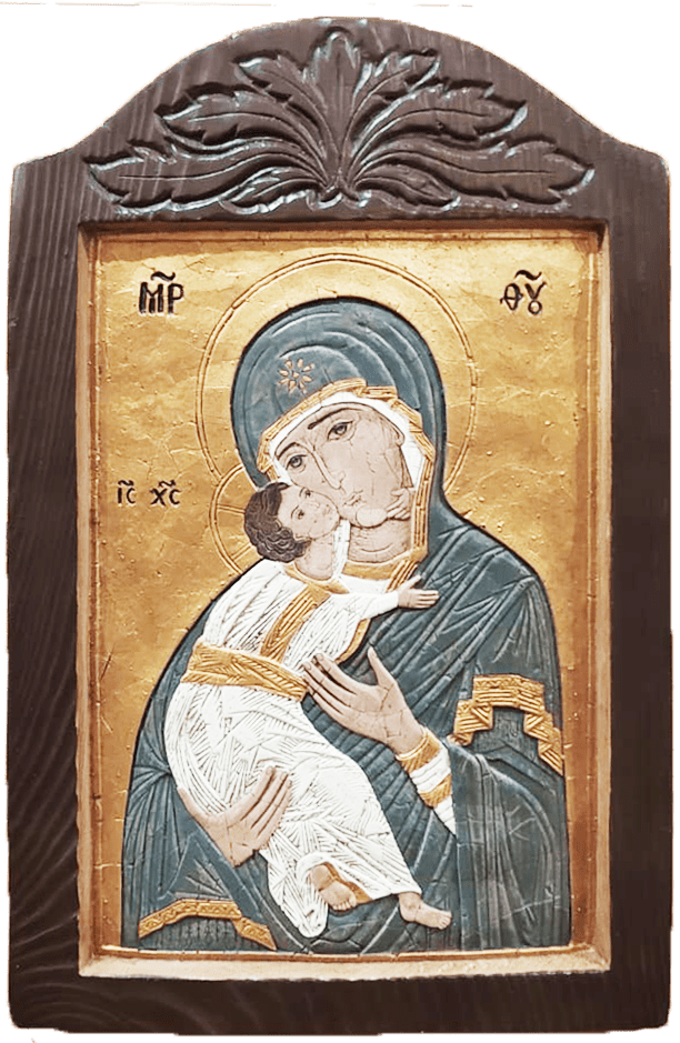 CUADRO ICONO VIRGEN DE LA TERNURA 28CM1