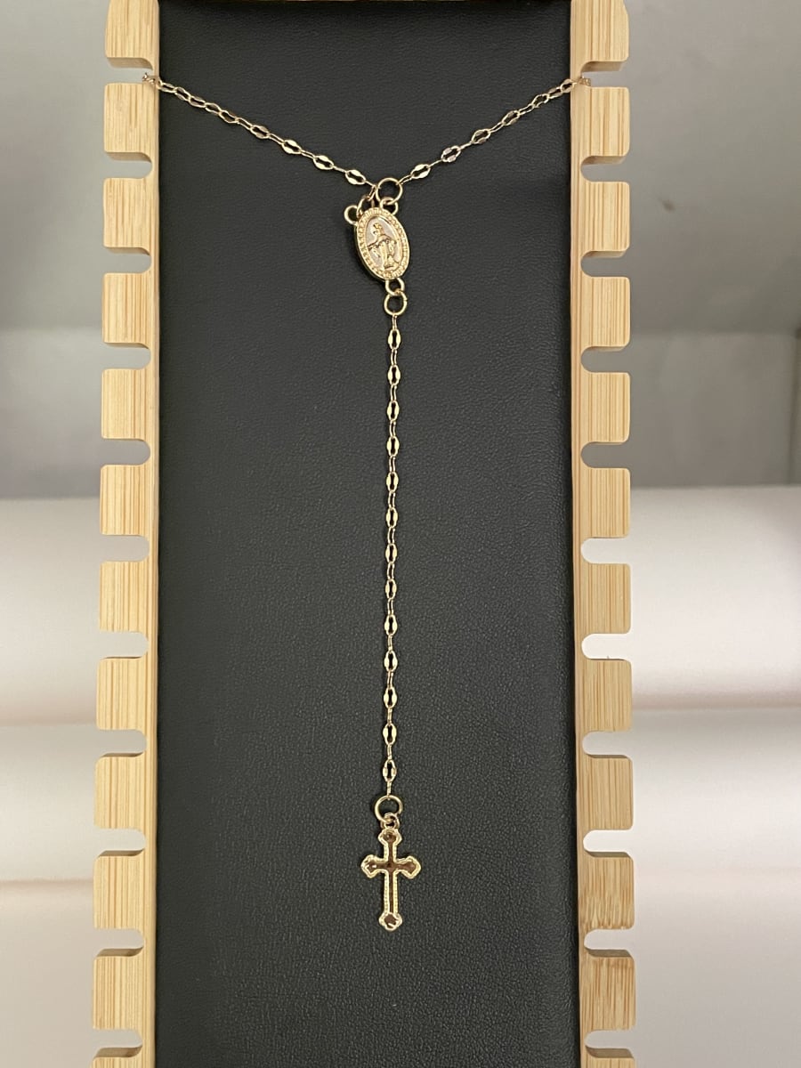 CRUZ MADONA VINTAGE DORADA CON CADENA1