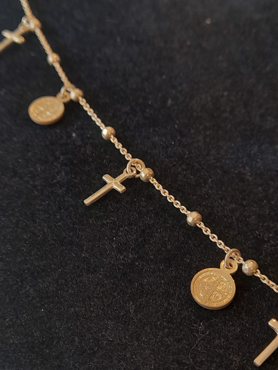PULSERA DE PLATA SAN BENITO Y CRUZ1