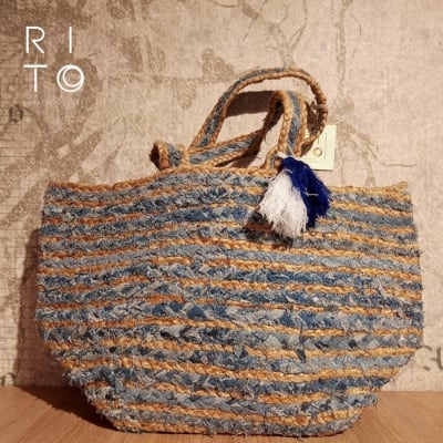 HANDMADE, BOLSO YUTE CRUDO CON ALGODÓN HANDMADE, BOLSO YUTE CRUDO CON ALGODÓN