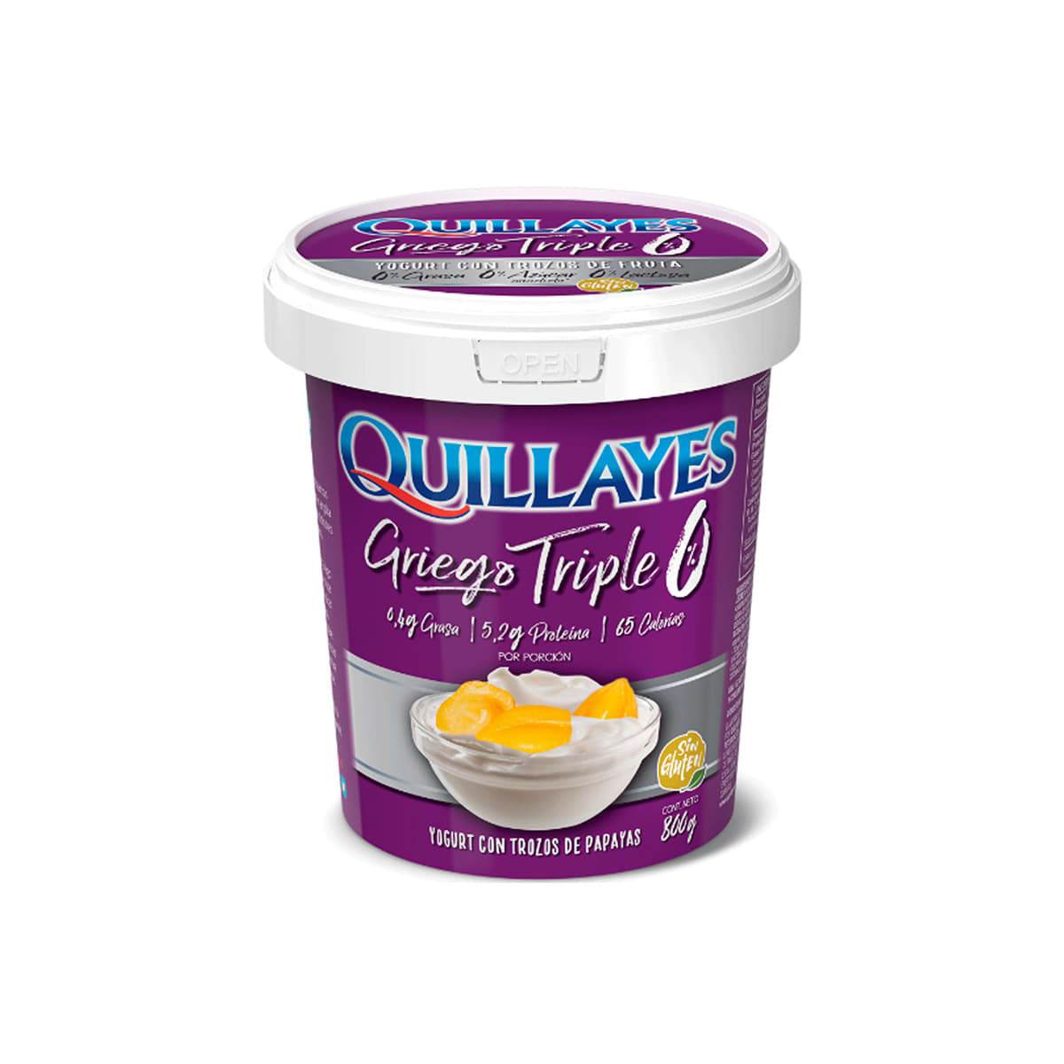Yogurt Griego Triple 0 Papaya 800 gr. Quillayes Logística Austral