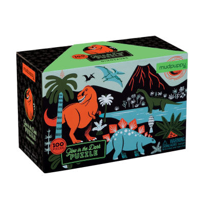 PUZZLE 100PCS QUE BRILLA EN LA OSCURIDAD, DINOSAURIOS 