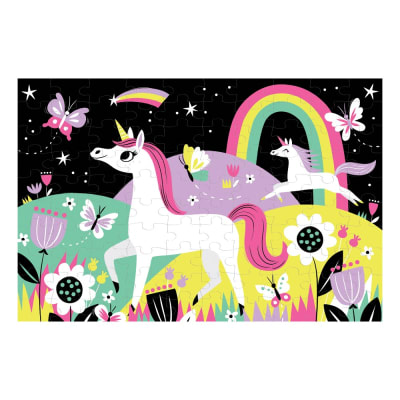 PUZZLE 100PCS QUE BRILLA EN LA OSCURIDAD, UNICORNIOS1