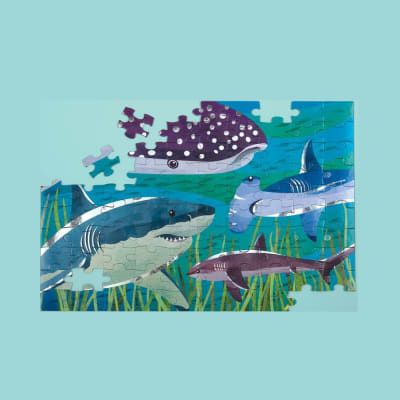 PUZZLE 100PCS CON ALUMINIO, TIBURONES