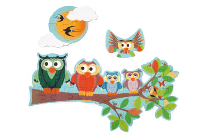 PUZZLE 39PCS DOBLE CON FORMA, BUHO