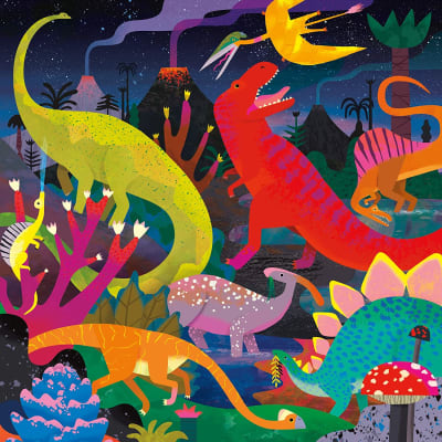 PUZZLE 500PCS QUE BRILLA EN LA OSCURIDAD, DINOSAURIOS2