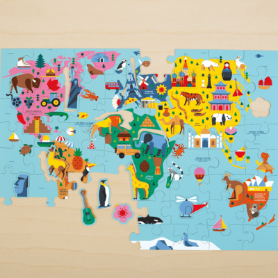 PUZZLE 78PCS, GEOGRAFIA MAPA DEL MUNDO