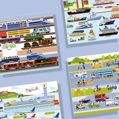 SET STICKERS REUTILIZABLES, MEDIOS DE TRANSPORTES