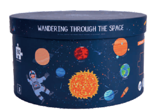 PUZZLE 150PCS REDONDO, VAGANDO EN EL ESPACIO 