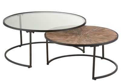 SET DE 2 MESAS NIDO REDONDAS METAL NEGRO