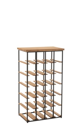ESTANTERIA VINO 24 BOTELLAS MADERA/METAL NATURAL/NEGRO