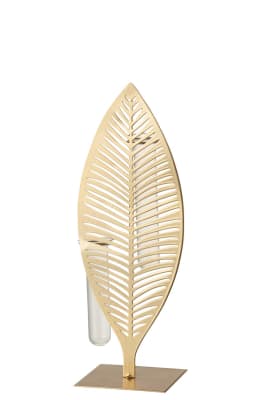 FLORERO 1 TUBO 1 PLUMA METAL/CRISTAL ORO LARGE