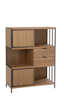 Armario Compartimentos Madera/Metal Natural