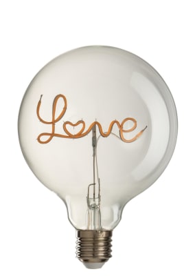 Lámpara Led Caja Love Cristal Amarillo/Transparente e27