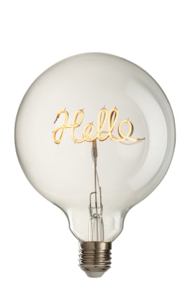 LAMPARA LED CAJA HELLO CRISTAL AMARILLO/TRANSPARENTE E27
