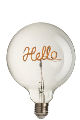 LAMPARA LED CAJA HELLO CRISTAL AMARILLO/TRANSPARENTE E27
