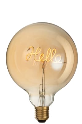 LAMPARA LED CAJA HELLO CRISTAL AMARILLO/ORO E27