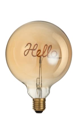 LAMPARA LED CAJA HELLO CRISTAL AMARILLO/ORO E27