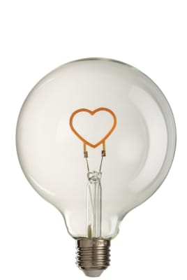 LAMPARA LED CAJA CORAZON CRISTAL AMARILLO/TRANSPARENTE E27