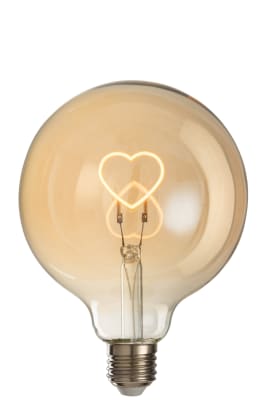 Lámpara Led Caja Corazón Cristal Amarillo/Oro e27