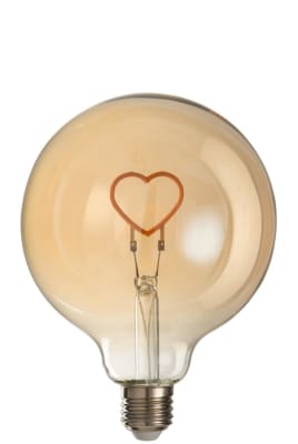 Lámpara Led Caja Corazón Cristal Amarillo/Oro e27