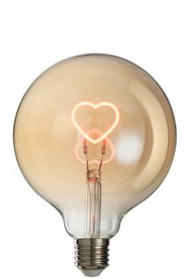 Lámpara Led Caja Corazón Cristal Rosa/Oro e27