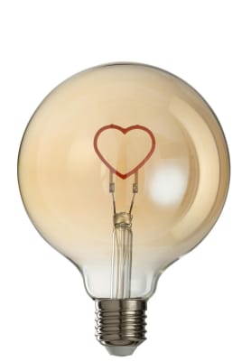 Lámpara Led Caja Corazón Cristal Rosa/Oro e27