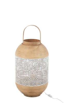 Lámpara spirit hierro/cana blanco