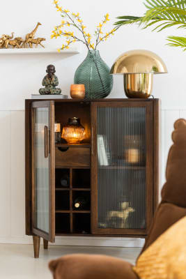 Gabinete De Bar Vince 9botellas + Cajon Mango Madera Marron